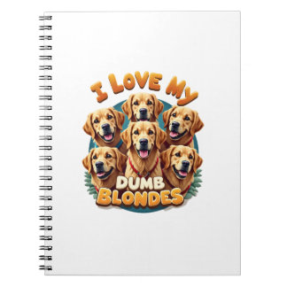 Caderno Espiral Eu Amo Meus Retrievers Dourados Louros Bobos Vinta