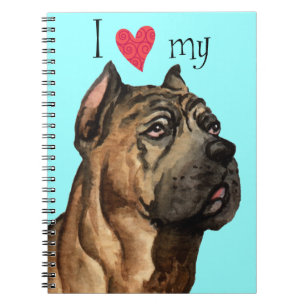 Caderno Espiral Eu amo minha cane corso