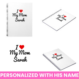 Caderno Espiral Eu Amo Minha Mãe Crie Seu Próprio Nome da Mãe