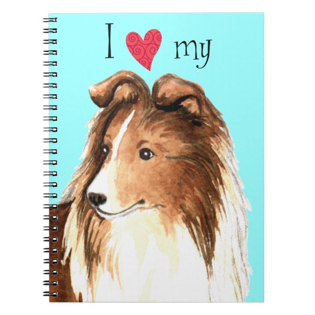 Caderno Espiral Eu amo minha Sheltie (Frente)