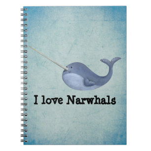 Caderno Espiral Eu amo Narwhals
