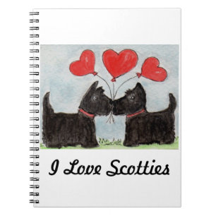 Caderno Espiral EU AMO o aniversário dos cães do Scottie do