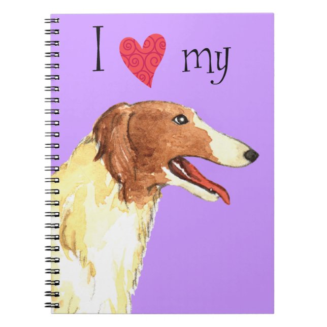 Caderno Espiral Eu amo o meu Borzoi (Frente)