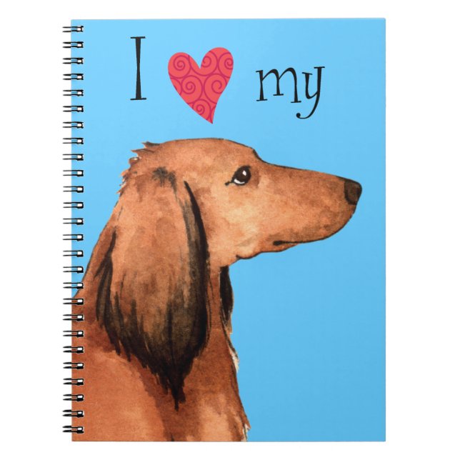 Caderno Espiral Eu Amo o meu Dachshund (Frente)