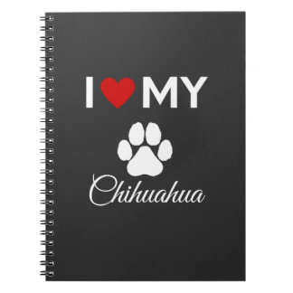 Caderno Espiral Eu amo o meu texto personalizado Chihuahua