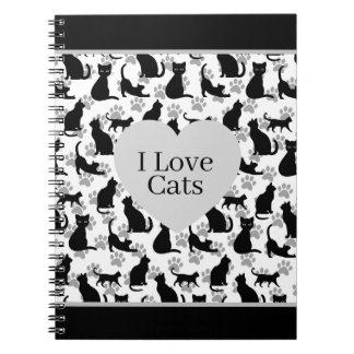 Caderno Espiral Eu amo o notebook dos gatos