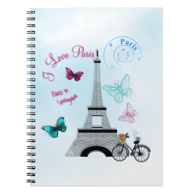 Caderno Espiral Eu Amo Paris Em Springtime (Frente)