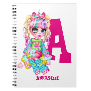 Caderno Espiral Eu Amo Unicórnios Kawaii Chibi Girl Chamada Gift