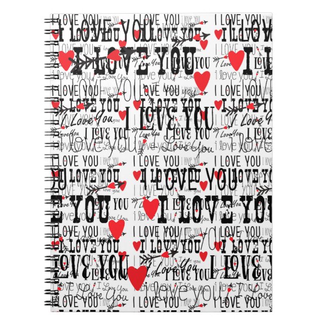 Caderno Espiral EU AMO VOCÊ DIGITAR Diário de notebook do Namorado (Frente)