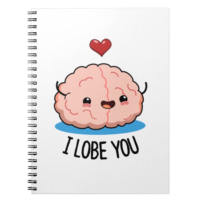 Caderno Espiral Eu Amo Você Piada Cérebro Engraçada  (Frente)
