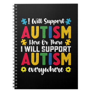 Caderno Espiral Eu Apoiarei o Autismo Aqui ou Ali Autista