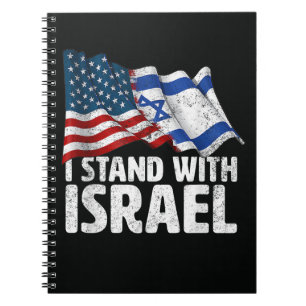Caderno Espiral Eu Apoio Israel EUA Bandeira Americana