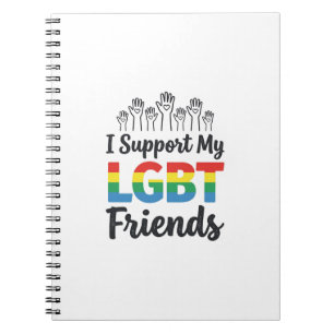 Caderno Espiral Eu Apoio Meus Amigos LGBT Orgulho Arco-Íris Vetor 