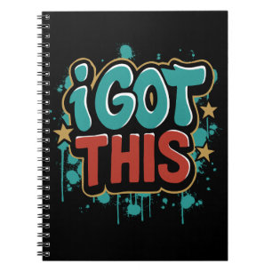 Caderno Espiral EU CONSIGO Isto Tipografia Motivacional Estilo Gra