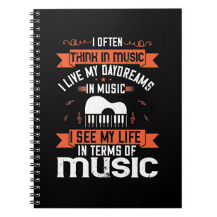 Caderno Espiral Eu Costumo Pensar Em Música Que Eu Vivo Meu Sonho
