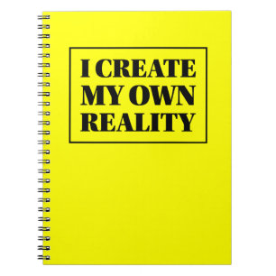 Caderno Espiral Eu crio meus próprios preto & amarelo da afirmação