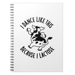 Caderno Espiral Eu Danço Assim Porque Eu Lactose Vaca Engraçada Pu