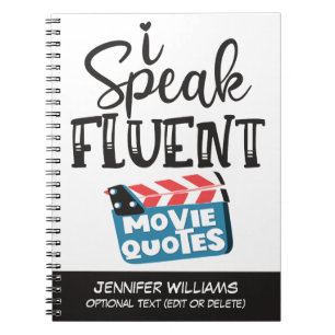Caderno Espiral Eu falo filmes fluentes citações divertidas de u