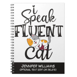 Caderno Espiral Eu falo gatinho fluente, adorável gatinho.