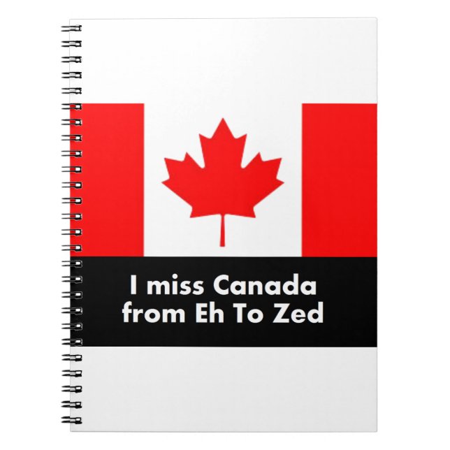 Caderno Espiral Eu falto Canadá de Eh ao Zed (Frente)