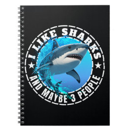 Caderno Espiral Eu Gosto de Tubarões E Talvez 3 Pessoas