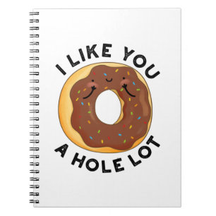 Caderno Espiral Eu Gosto de Você Muito Punho de Donut Engraçado