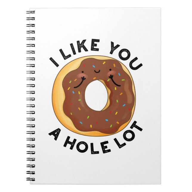 Caderno Espiral Eu Gosto de Você Muito Punho de Donut Engraçado  (Frente)