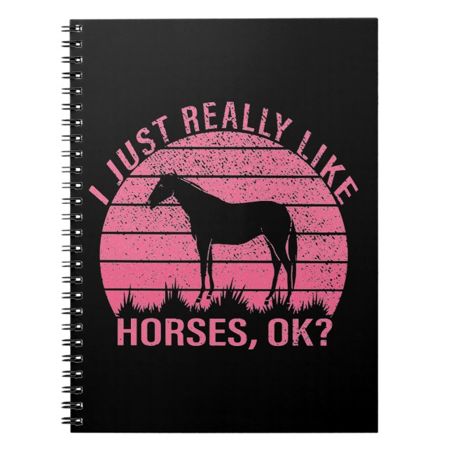 Caderno Espiral Eu gosto muito de cavalos em rosa-Rosa (Frente)