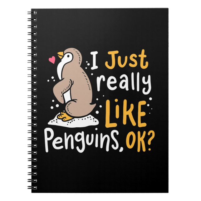 Caderno Espiral Eu Gosto Muito De Pinguins. (Frente)