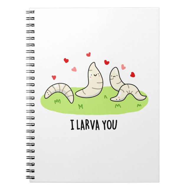 Caderno Espiral Eu Larvae Você Piada Larvae Amor Pun (Frente)
