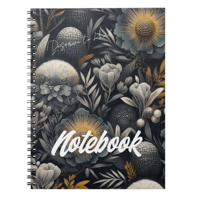 Caderno Espiral Eu mereço curar - Design de Botânica Moody (Frente)