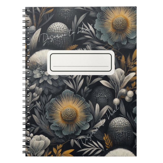 Caderno Espiral Eu mereço curar - Design de Botânica Moody (Frente)
