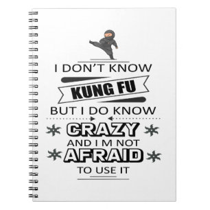 Caderno Espiral Eu não sei Kung Fu, mas eu sei que é louco