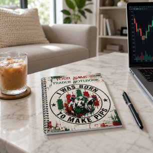 Caderno Espiral Eu Nasci para Fazer Pips Urso Grunge Vermelho Verd