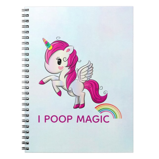 Caderno Espiral Eu Poop Magic Funny Unicorn Dizendo (Frente)