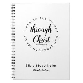 Caderno Espiral Eu Posso Fazer Tudo Através Do Estudo De Bíblia De