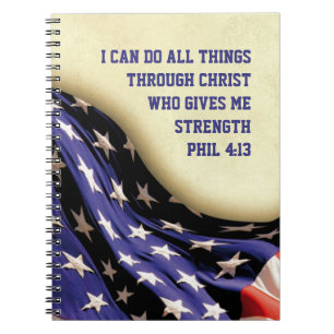Caderno Espiral EU POSSO FAZER TUDO   Phil 4:13   BANDEIRA AMERICA