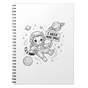 Caderno Espiral Eu Preciso de Mais Espaço Gato Astronauta Engraçad