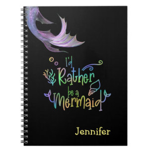 Caderno Espiral Eu Preferiria Ser Uma Sereia Personalizada Arco-ír