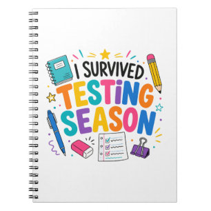 Caderno Espiral Eu Sobrevivi à Temporada de Testes Humor Escolar