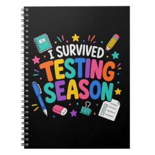 Caderno Espiral Eu Sobrevivi à Temporada de Testes Humor Escolar