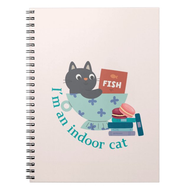 Caderno Espiral Eu sou um gato interior engraçado (Frente)