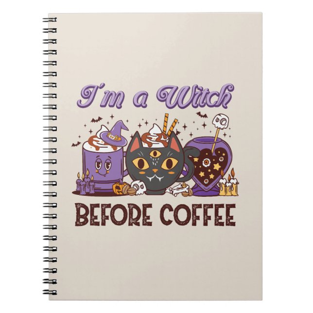 Caderno Espiral Eu sou uma bruxa antes do café (Frente)