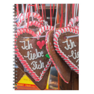 Caderno Espiral Eu te amo corações do pão-de-espécie no feriad