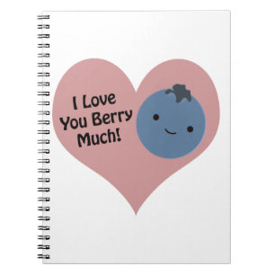 Caderno Espiral Eu te amo mirtilo muito bonito engraçado de Kawai