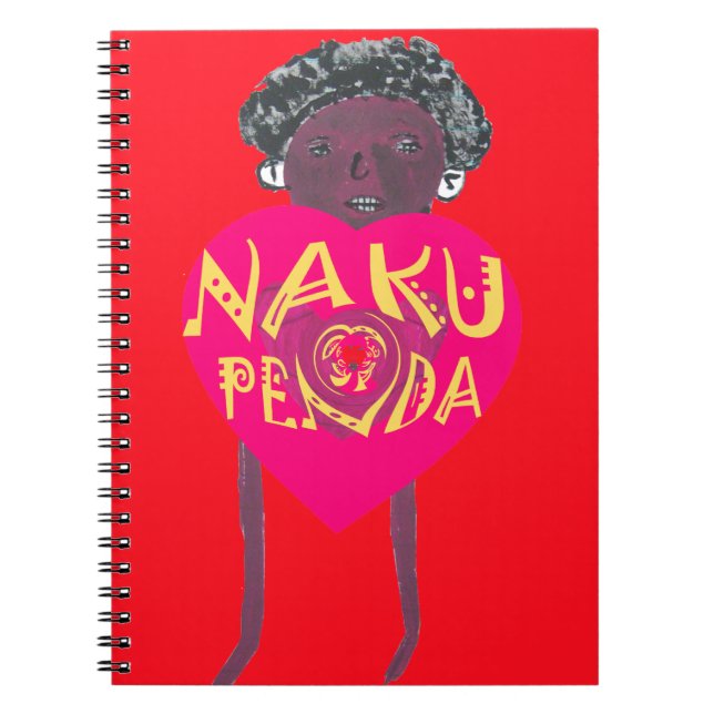 Caderno Espiral Eu te amo Nakupenda Kenya Swahili Art (Frente)