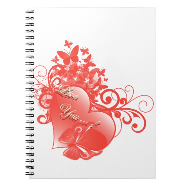 CADERNO ESPIRAL EU TE AMO NO CORAÇÃO VERMELHO (Frente)