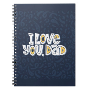 Caderno Espiral Eu te amo, pai. Bright lettering aspas no dar