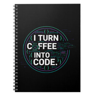 Caderno Espiral Eu Transformo Café Em Código – Progra Divertido