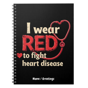 Caderno Espiral Eu Uso Vermelho para Combater a Doença Cardíaca Ap
